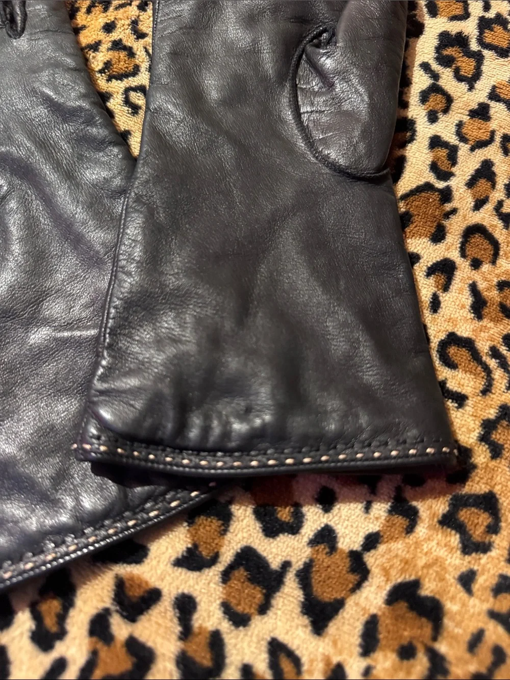 Coach Black Leather Women's Gloves with Button Accent